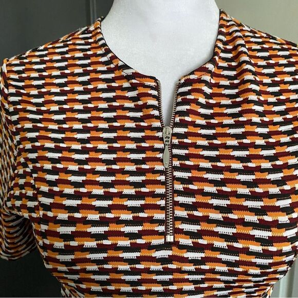 Opening Ceremony Lotus Check Stretch Flounce-Hem Dress Size S - Picture 2 of 9